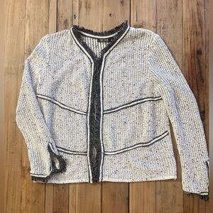 Nic+Zoe Fringe Mix Knit Sweater Sz Medium Petite